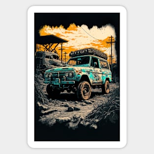 Teal Safari pick up truck in the ruined world Sticker